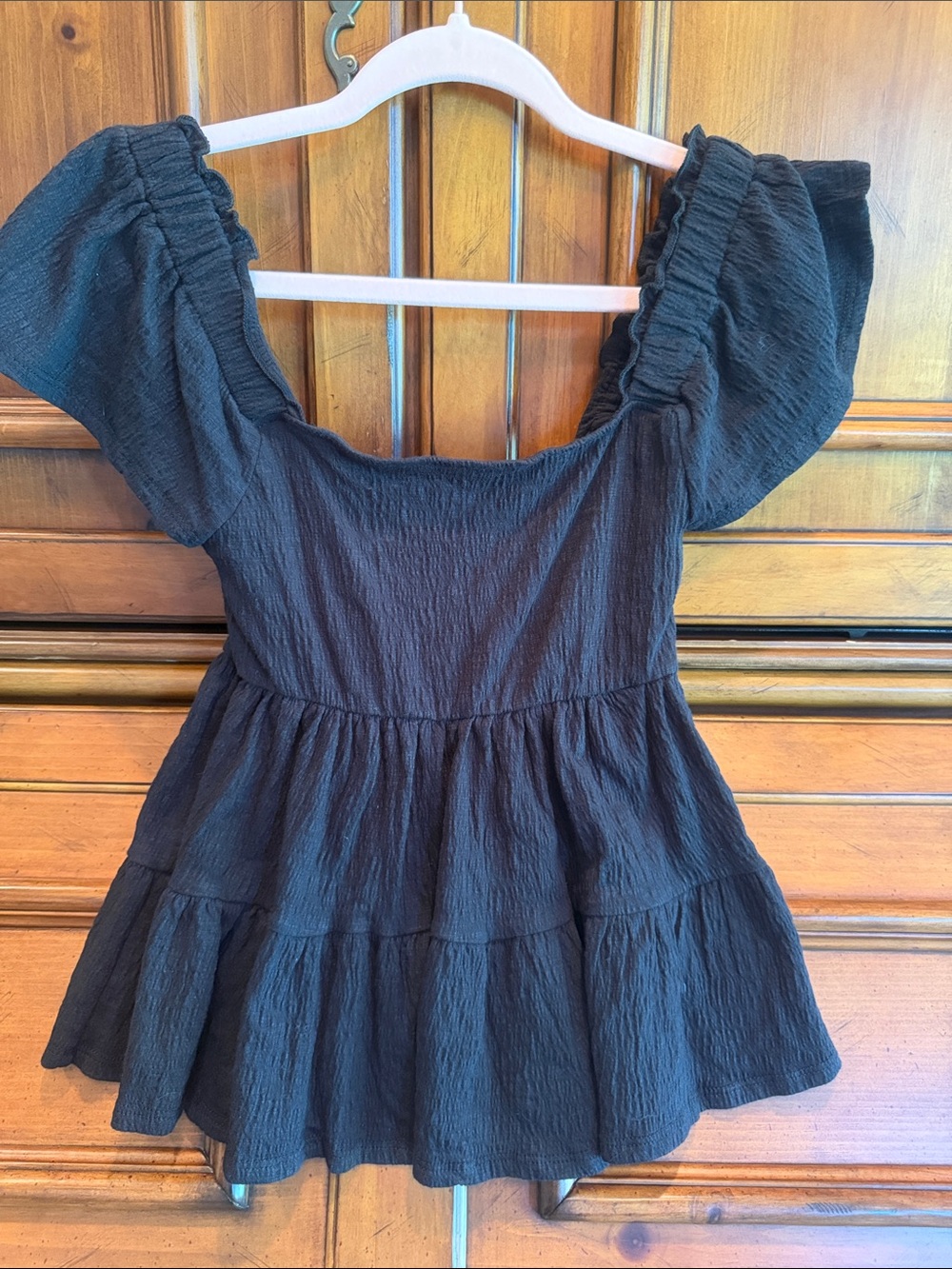 Altar'd State Black Puff Sleeve Peplum Tank